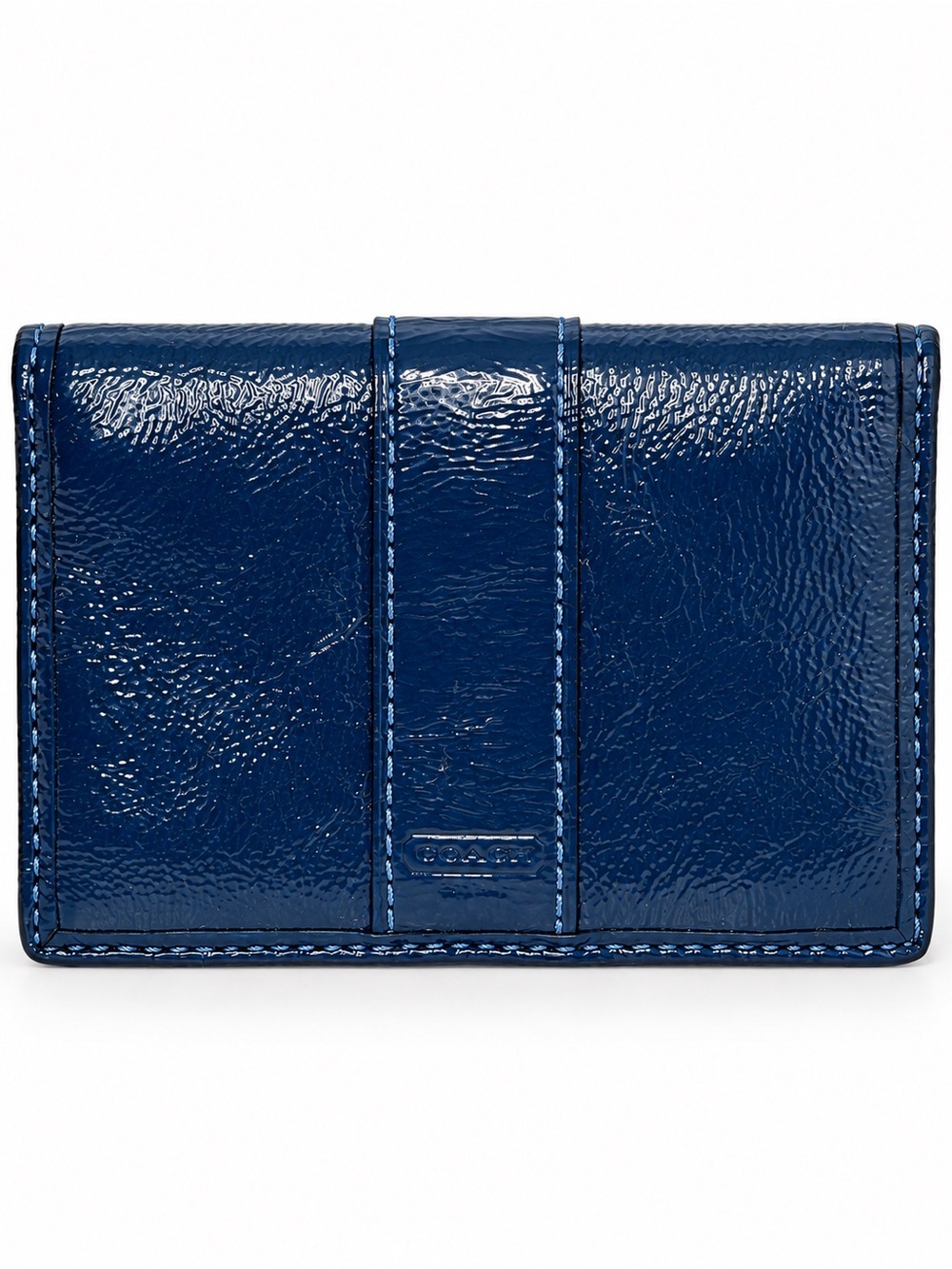 Coach Ashley Cobalt Blue Patent Leather Compact Bifold Wallet